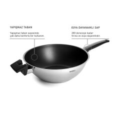 Woll Concept 30 cm Kapaklı Çelik Wok Tava